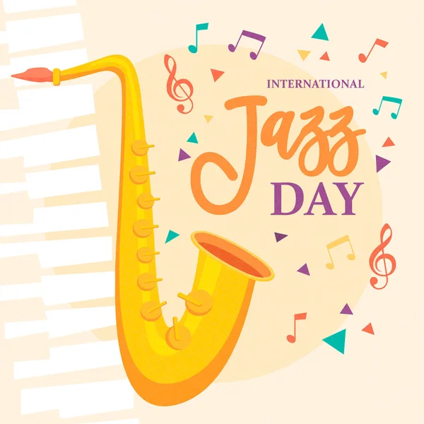 Jazz Day poster di sassofono strumento musicale — Vettoriale Stock