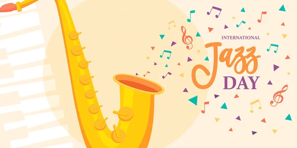 Jazzová karta na saxofonní hudební nástroj — Stockový vektor