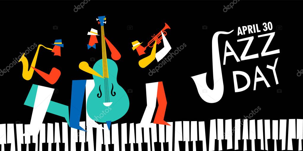 International Jazz day poster of live music band