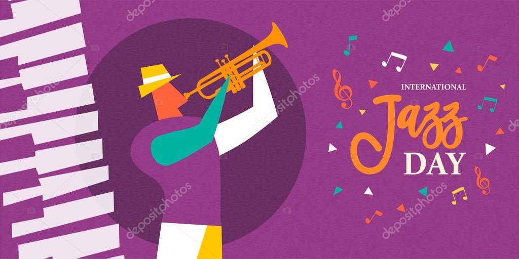 International Jazz day poster of trumpet player