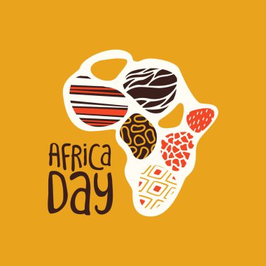 Kabile sanatı afrika haritası ile Afrika Günü kartı