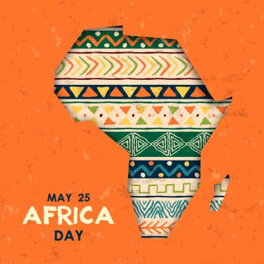 Kabile sanatı Afrika haritası 25 Mayıs Afrika Günü kartı