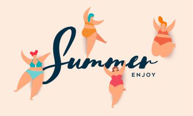 Bikinili kadınların yaz sezonu tatil kartı