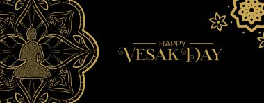 Altın lotus çiçek ve buda Vesak Günü afiş