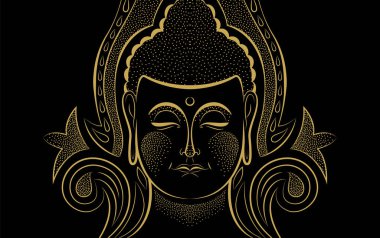 Altın Buda geleneksel Asya sanat konsepti yüz 