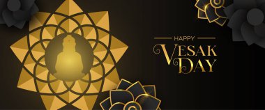 Altın çiçek buda Vesak Günü tebrik kartı