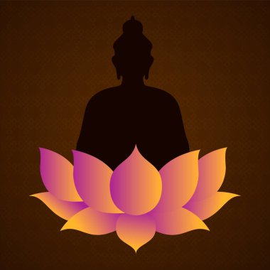 Buda ve nilüfer çiçeği mutlu Vesak Günü kartı