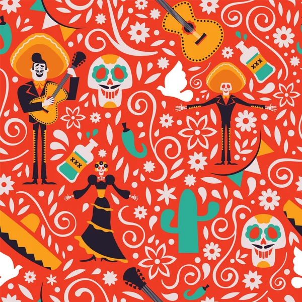 メキシコ文化シームレスパターン背景 — ストックベクタ