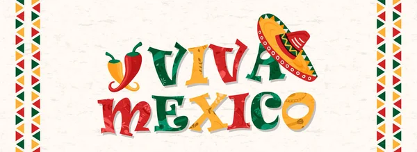 Viva Mexico kutip banner untuk perayaan Meksiko - Stok Vektor