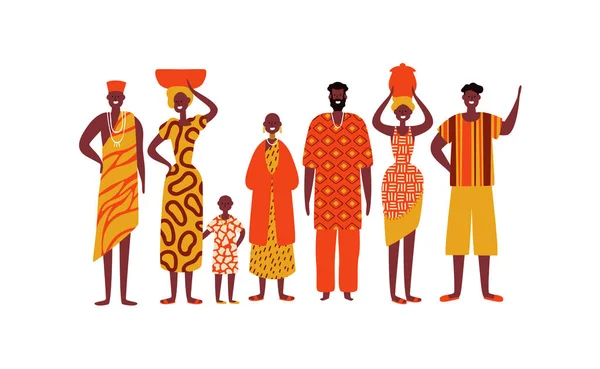 Isolated diverse african people group — Stock Vector