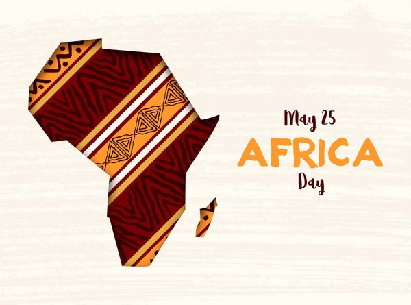 Happy Africa dzień karty afrykańskiego papieru wyciąć mapę — Wektor stockowy