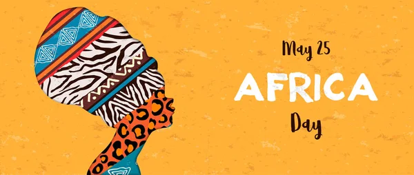 Szczęśliwa Afryka dzień banner zwierząt druku Kobieta — Wektor stockowy