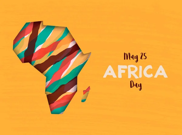 Blahopřání ke dni šťastné Afriky na mapě afrického papíru — Stockový vektor