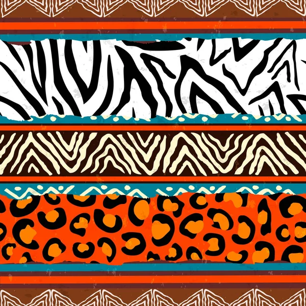 アフリカの動物のプリントパターンの背景 — ストックベクタ