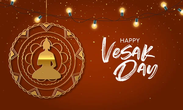 Vesak Day Greeting Card Of Gold Buddha Ornament Stock Vector C Cienpies 268279162