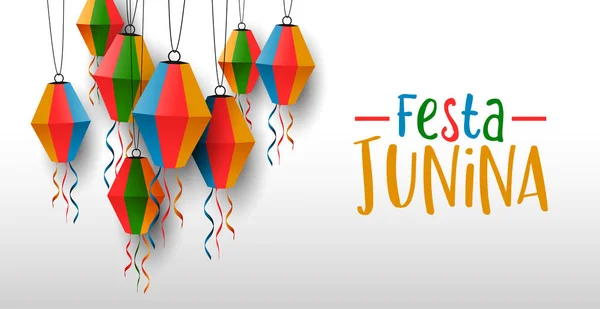 Tarjeta Festa Junina de globos de papel de colores — Vector de stock