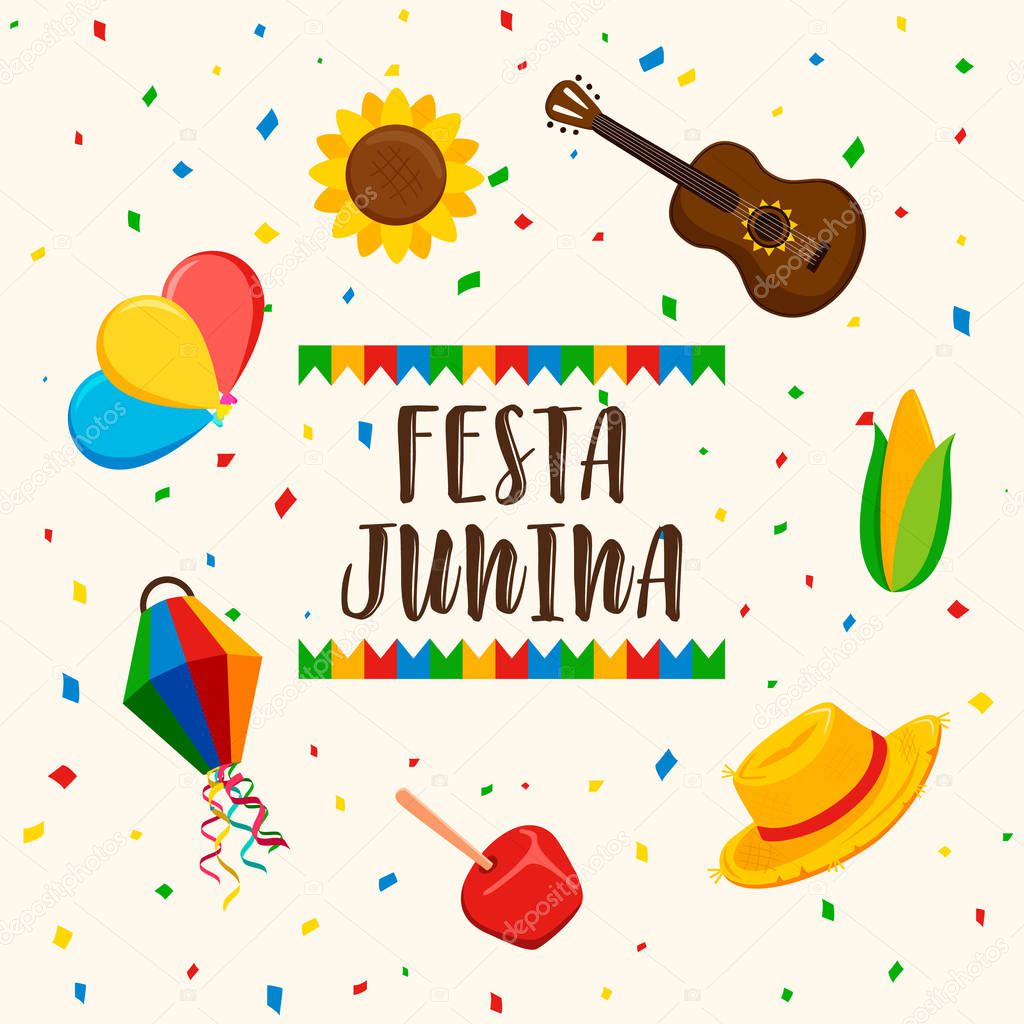 Festa Junina greeting card of brazilian decoration