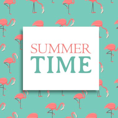 Pembe flamingo arka plan yaz saati kartı