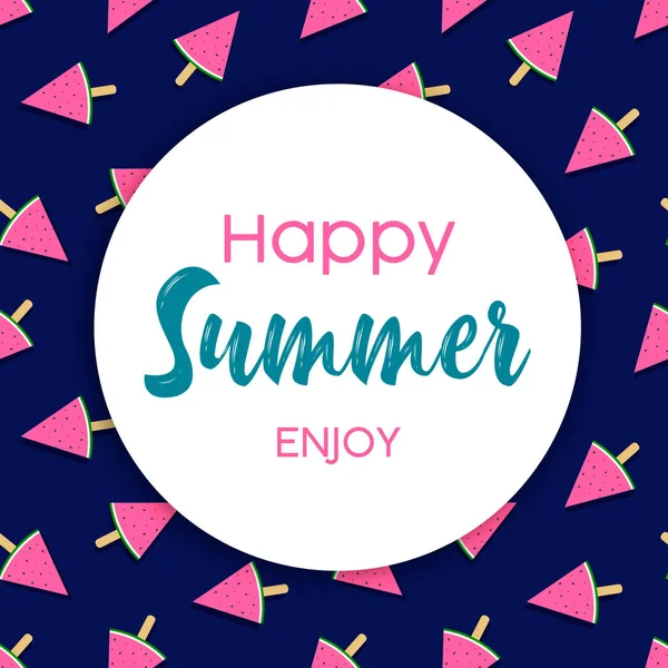 Happy Summer card di gelato all'anguria — Vettoriale Stock