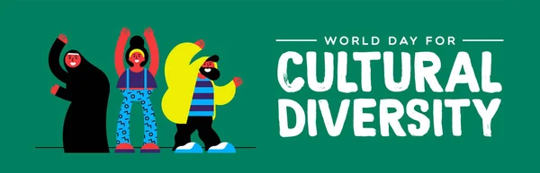 Kulturális sokszínűség banner a sokszínű emberek csoportja — Stock Vector