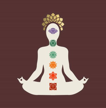 Yoga lotusu çakra simgeleriyle konsept oluşturur