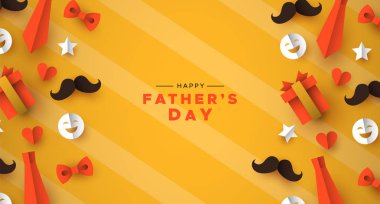 Babalar Günü tebrik kartı baba kağıt simgeleri