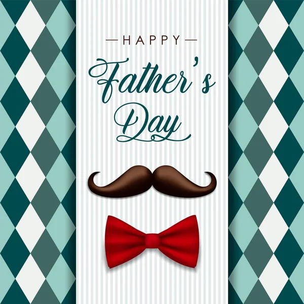 Carte Vintage Fathers Day avec moustache et arc — Image vectorielle