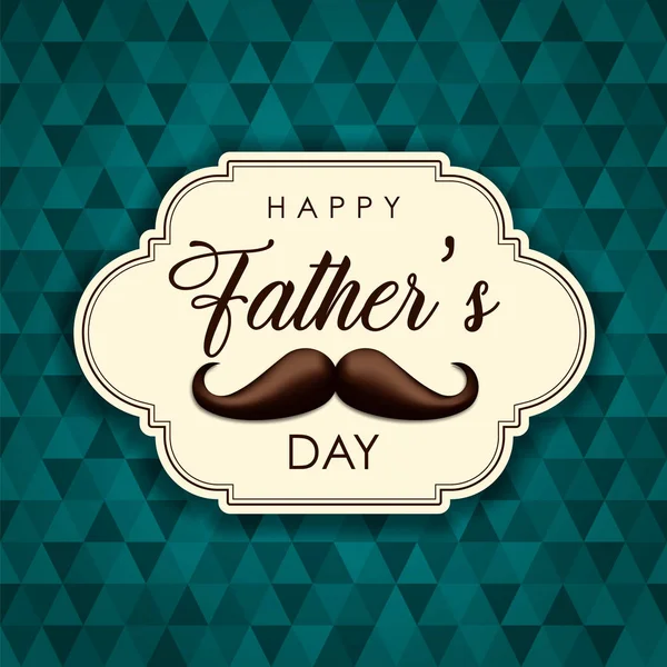 Happy Fathers Day card of vintage mustache label — Stock Vector