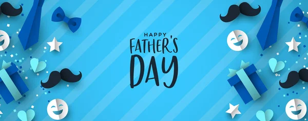 Babalar Günü baba tatil için kağıt simgeleri afiş — Stok Vektör