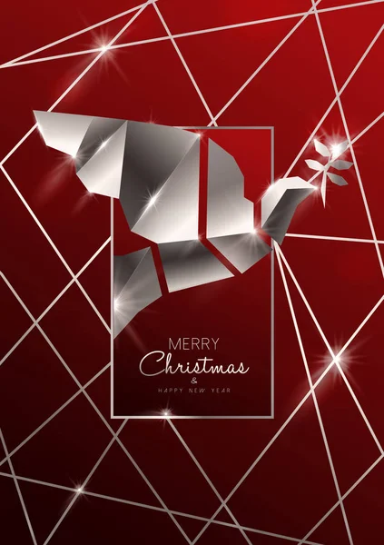 Weihnachts- und Neujahrskarte von 3D Art Deco Taube — Stockvektor
