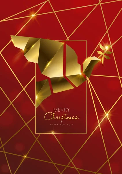 Weihnachts- und Neujahrskarte der Luxus-Goldtaube — Stockvektor