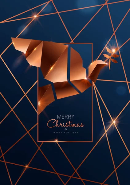 Weihnachts- und Neujahrskarte der Luxus-Kupfertaube — Stockvektor