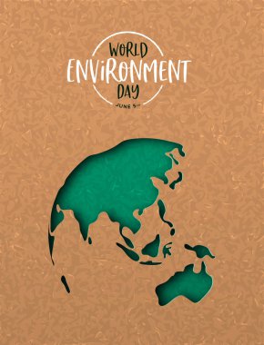 Yeşil cutout toprak haritası Çevre Günü kartı