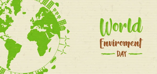 World Environment banner of green earth globe — Stock Vector
