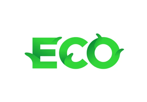 Зеленая эко-типография знак цитаты из листьев — стоковый вектор