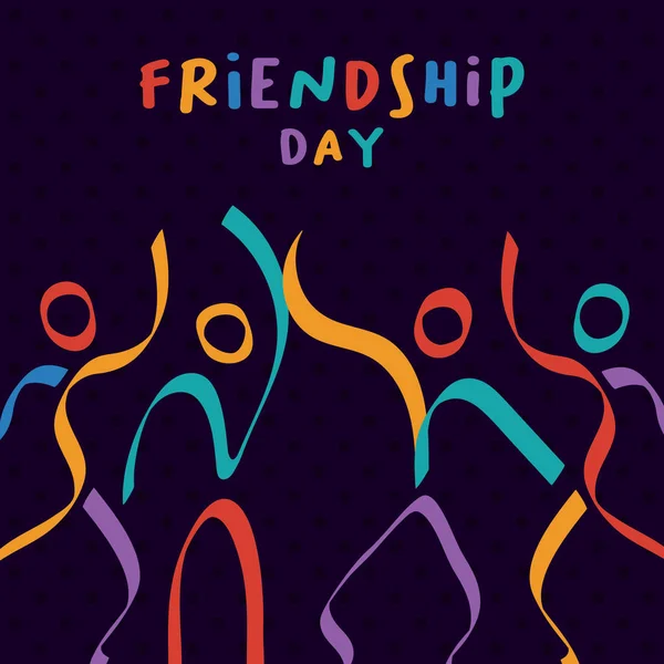 Карточка дня дружбы красочные фигурки палки друзей — стоковый вектор
