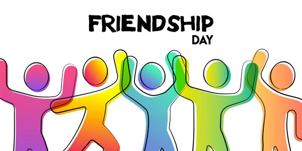 Открытка на День Дружбы красочной группы друзей — стоковый вектор