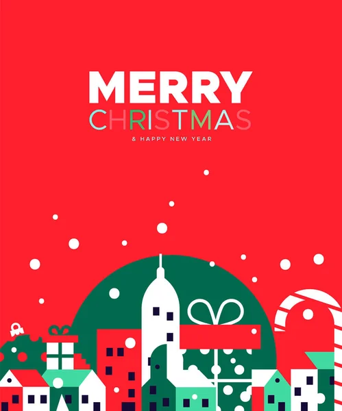 Merry Christmas card of festive winter city — Stock Vector