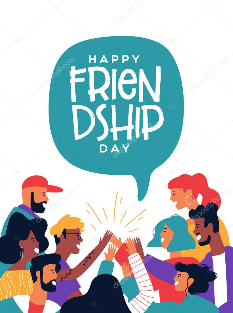 Friendship day poster of friends doing high five
