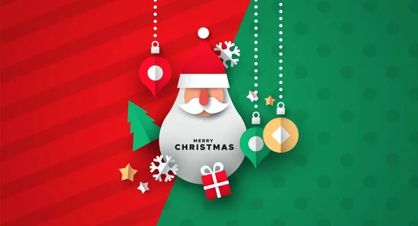 Biglietto di Natale di icone 3d e ornamento di Babbo Natale — Vettoriale Stock