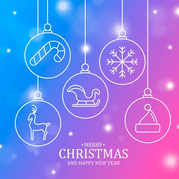 Vánoční a nový rok karta s obrysem — Stockový vektor