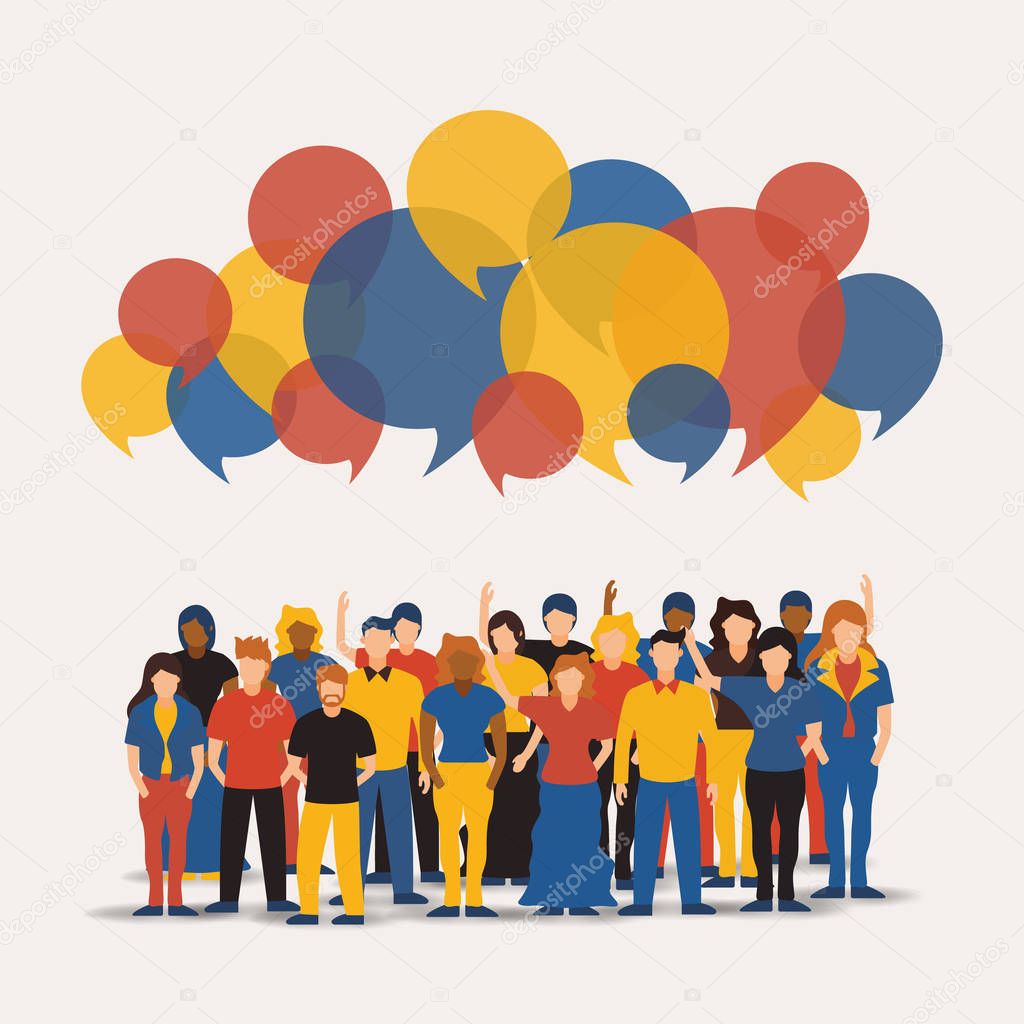 Social people group with colorful chat bubbles
