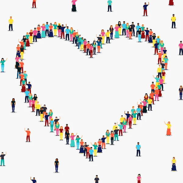 Cadre en forme de coeur de divers groupes de personnes — Image vectorielle