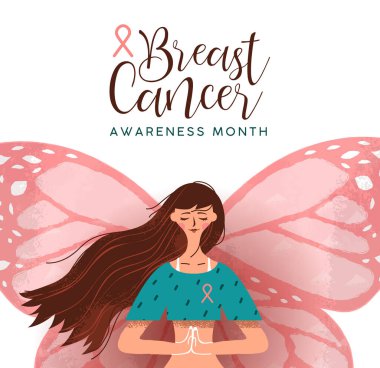 Göğüs kanseri farkındalığı pembe kelebek kadın