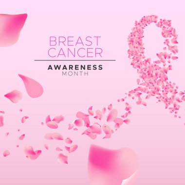 Göğüs kanseri farkındalığı pembe çiçek taç yaprağı kurdelesi