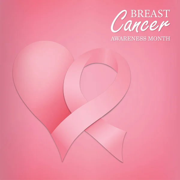 Bröstcancer månad kort rosa kärlek stöd band — Stock vektor