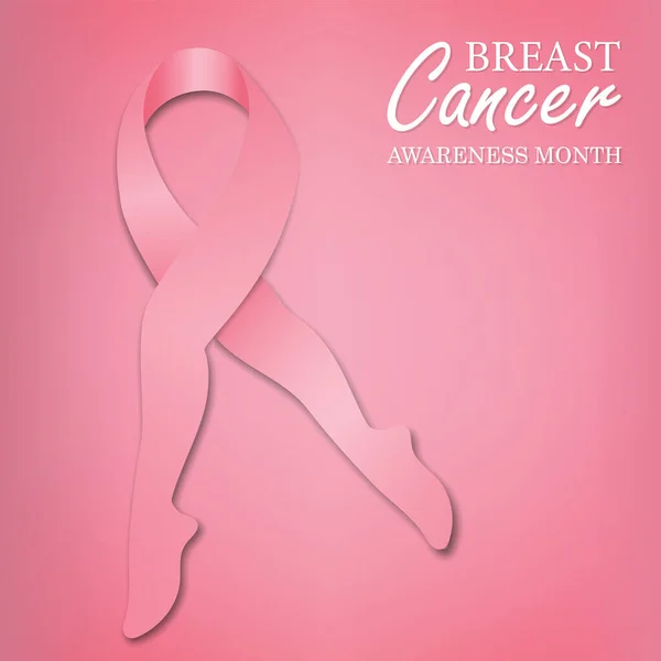 Cancro al seno mese carta rosa nastro di supporto di seta — Vettoriale Stock