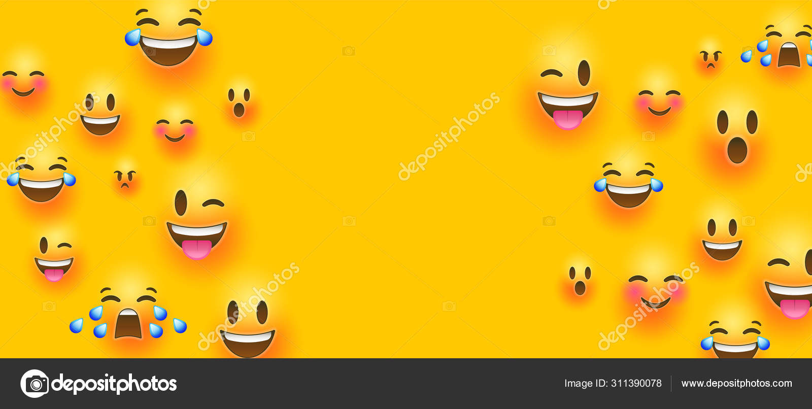 Funny yellow emoticon face copy space background Stock Vector Image by  ©cienpies #311390078