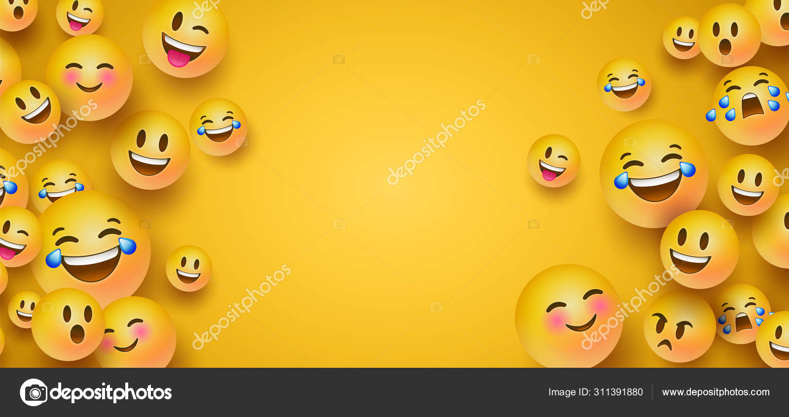 Funny yellow emoticon face copy space background Stock Vector Image by  ©cienpies #311391880