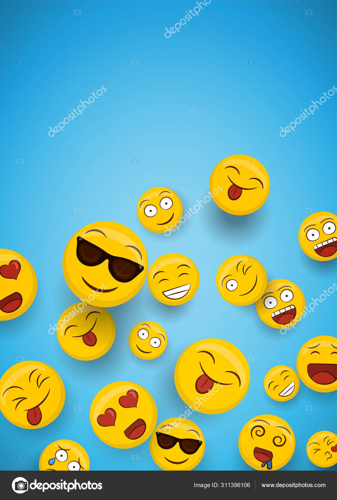 Fun smiley face icons copy space background Stock Vector by ...
